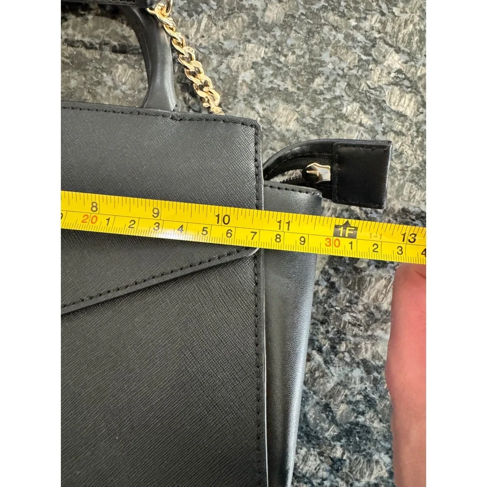 Michael Kors Black Saffiano Leather Satchel Crossbody‎ Bag Gold Hardware MK Logo